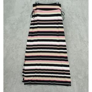 White House Black Market Skirt Womens Medium Striped Maxi Foldover Waist Tie
